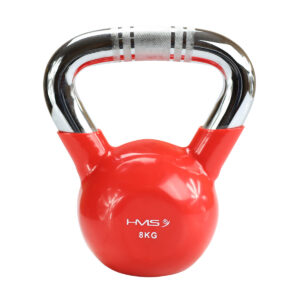 KTC08 RED KETTLEBELL ŻELIWNY POKRYTY WINYLEM Z CHROMOWANYM UCHWYTEM HMS