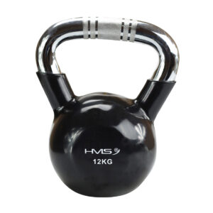 KTC12 BLACK KETTLEBELL ŻELIWNY POKRYTY WINYLEM Z CHROMOWANYM UCHWYTEM HMS