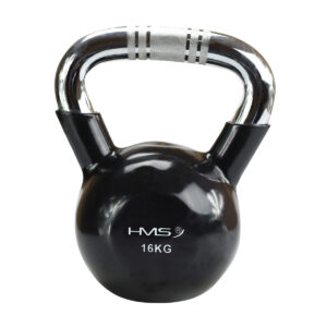 KTC16 BLACK KETTLEBELL ŻELIWNY POKRYTY WINYLEM Z CHROMOWANYM UCHWYTEM HMS
