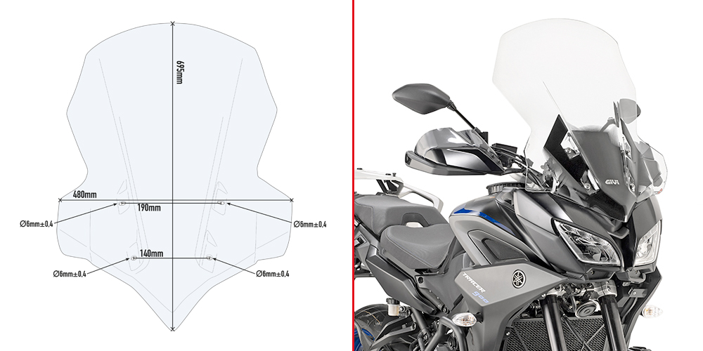 GIVI 2139DT – SZYBA PRZEŹROCZYSTA 69,5 x 48 cm (H x W) - YAMAHA Tracer 900 / Tracer 900 GT (18)