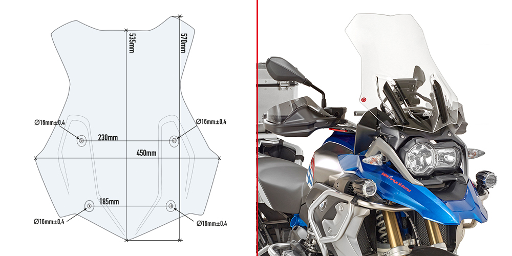 Szyba przezroczysta GIVI 5124DT 53,5 × 45 cm do BMW R 1200 i R 1250 GS