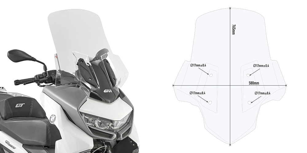 GIVI 5132DT – szyba przezroczysta 74 × 58 cm do BMW C 400 GT