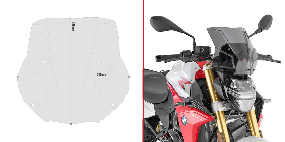 GIVI 5139S – szyba dymiona 29 × 31 cm do BMW F 900 R