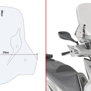 GIVI 6114DT – szyba przezroczysta 58 × 57 cm do Kymco Agility