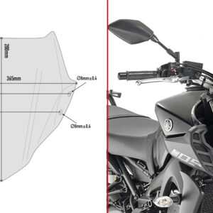 GIVI A2132 – SZYBA DYMIONA 28 x 36,5 cm (H x W) - YAMAHA MT-09 (17)