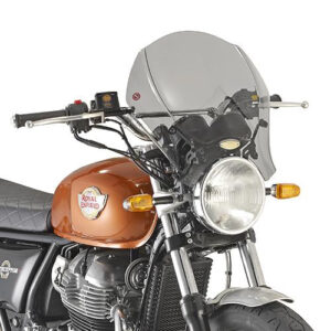 GIVI AL9051A — przykład mocowania szyby do Royal Enfield Interceptor 650; oferta obejmuje mocowanie