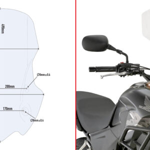GIVI D1121ST – SZYBA PRZEŹROCZYSTA 49 x 35 cm (H x W) HONDA CB 500 X (13 > 16)