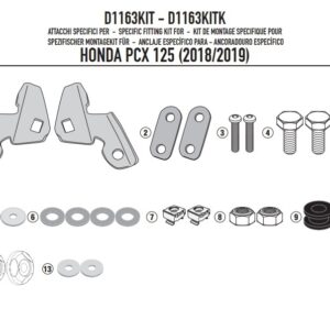 GIVI D1163KIT – MOCOWANIE SZYBY 1163DT, 1129DT, 1129D