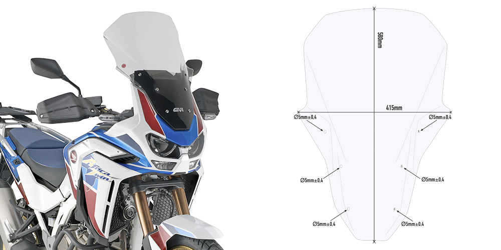 GIVI D1178ST – SZYBA PRZEZROCZYSTA 58,5 x 41,5 cm (H x L) - HONDA CRF1100L AFRICA TWIN ADVENTURE SPORTS (20)