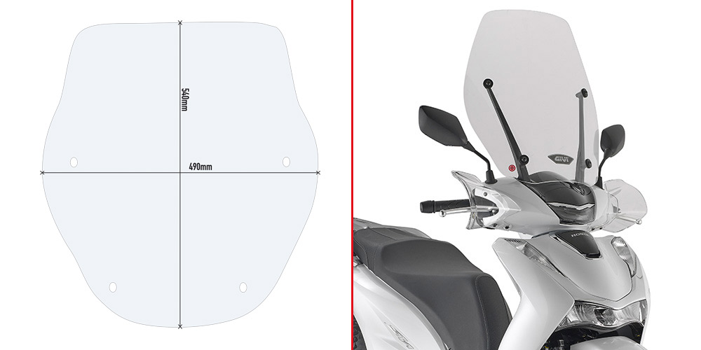 GIVI D1181ST – SZYBA PRZEŹROCZYSTA 54 x 49 cm (H x W) - HONDA / PIAGGIO (SPRAWDŹ MODELE)