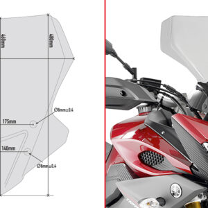 GIVI D2122S – SZYBA DYMIONA 48 x 42 (H x W) - YAMAHA MT-09 TRACER (15 - 17)