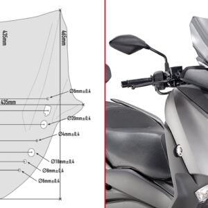 GIVI D2136S – SZYBA SZYBA DYMIONA 43,5 x 43,5 cm (H x W) - YAMAHA X-Max 300 (17)
