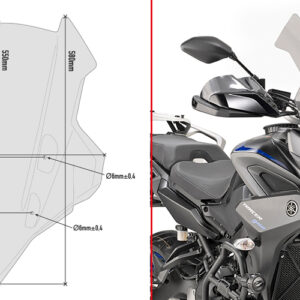 GIVI D2139S – SZYBA DYMIONA 55 x 46,5 cm (H x W) - YAMAHA Tracer 900 / Tracer 900 GT (18 >20)