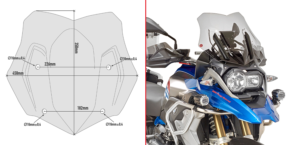 GIVI D5124B – SZYBA DYMIONA 35 x 45 cm (H x W) - BMW R 1200 / 1250 GS / ADVENTURE