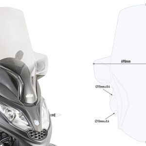 GIVI D5614ST – SZYBA PRZEŹROCZYSTA 84 x 69 cm (H x W) - PIAGGIO Mp3 300 HPE (19 > 20)