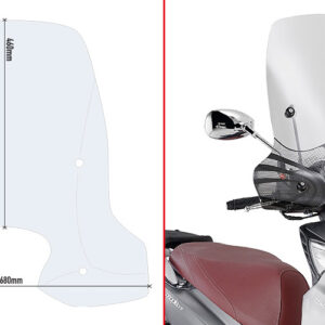 GIVI D6116ST – szyba przezroczysta 46 × 68 cm do Kymco People One 125/150