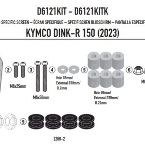 GIVI D6121KIT – MOCOWANIE SZYBY 6121DT