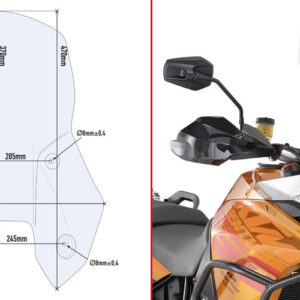 GIVI D7703ST – szyba przezroczysta 37 × 41 cm do KTM 1190 Adventure / Adventure R (2013–2016)