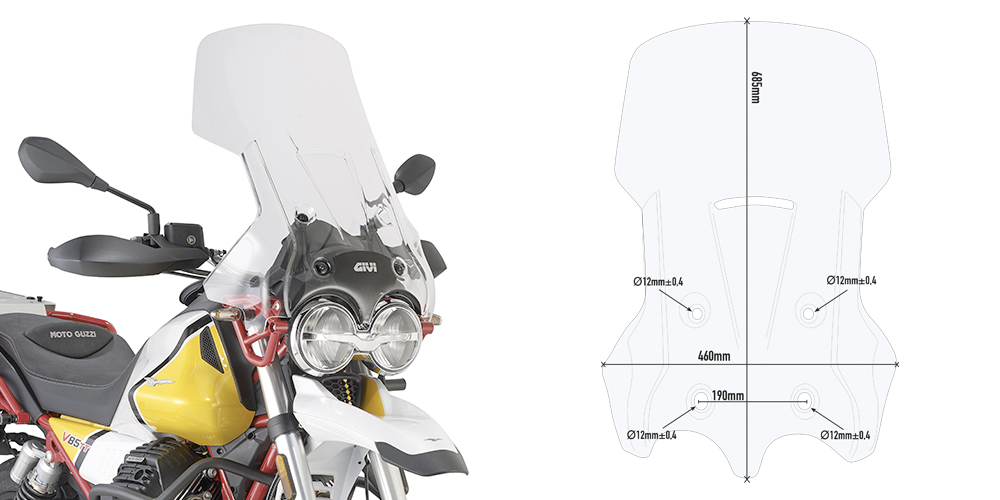 GIVI D8203ST – SZYBA PRZEZROCZYSTA 68,5 x 46 cm (H x W) - MOTO GUZZI V85 TT (19)