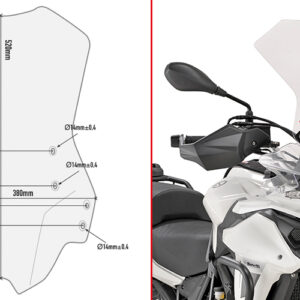 GIVI D8703ST – SZYBA PRZEZROCZYSTA 52 X 38 CM (H X W) - BENELLI TRK502 (17 > 20)
