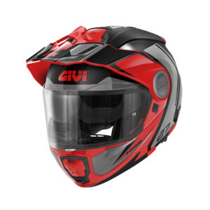 GIVI HX27RTRBR63 – KASK X.27 TOURER - SZCZĘKOWY Z BLĘDĄ I WYPINANYM DASZKIEM - CZARNY Z CZERWONYM - ROZMIAR 2XL / 63