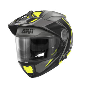 GIVI HX27RTRTY54 – KASK X.27 TOURER - SZCZĘKOWY Z BLĘDĄ I WYPINANYM DASZKIEM - CZARNY Z FLUO - ROZMIAR XS / 54