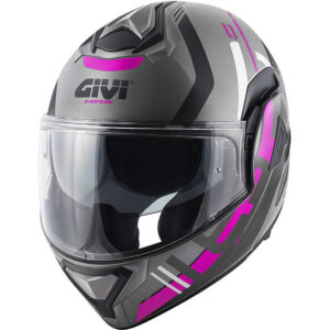 GIVI HX30FPUTP54 – KASK X.30 PULSAR LADY - SZCZĘKOWY Z BLĘDĄ I SZCZĘKĄ PRZESUWANĄ DO TYŁU - SZARY Z GRAFIKĄ MAT - ROZMIAR XS / 54