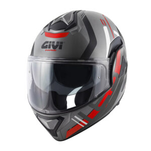 GIVI HX30FPUTR56 – KASK X.30 PULSAR LADY - SZCZĘKOWY Z BLĘDĄ I SZCZĘKĄ PRZESUWANĄ DO TYŁU - CZARNY Z GRAFIKĄ CZERWONĄ MAT - ROZMIAR S / 56