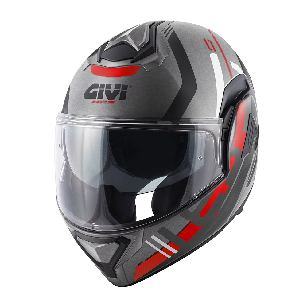 GIVI HX30FPUTR63 – KASK X.30 PULSAR LADY - SZCZĘKOWY Z BLĘDĄ I SZCZĘKĄ PRZESUWANĄ DO TYŁU - CZARNY Z GRAFIKĄ CZERWONĄ MAT - ROZMIAR 2XL / 63