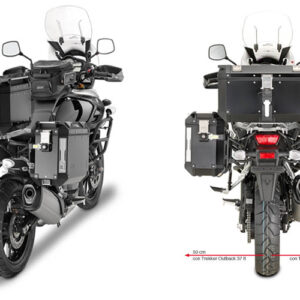 GIVI PL3105CAM — przykład montażu stelaża bocznego na Suzuki V-Strom; kufry poza zestawem