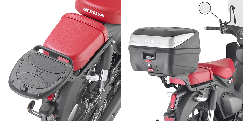 GIVI SR1195 – STELAŻ KUFRA CENTRALNEGO (BEZ PŁYTY) - HONDA SUPER CUB C125 '21-'22 — ilustracja montażu, motocykl i pozostałe wyposażenie nie są częścią produktu