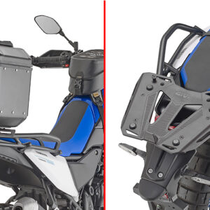 Stelaż GIVI SR2174 zamontowany na Yamaha Ténéré 700 — kufer i płyta pokazane jako przykład, sprzedawane osobno