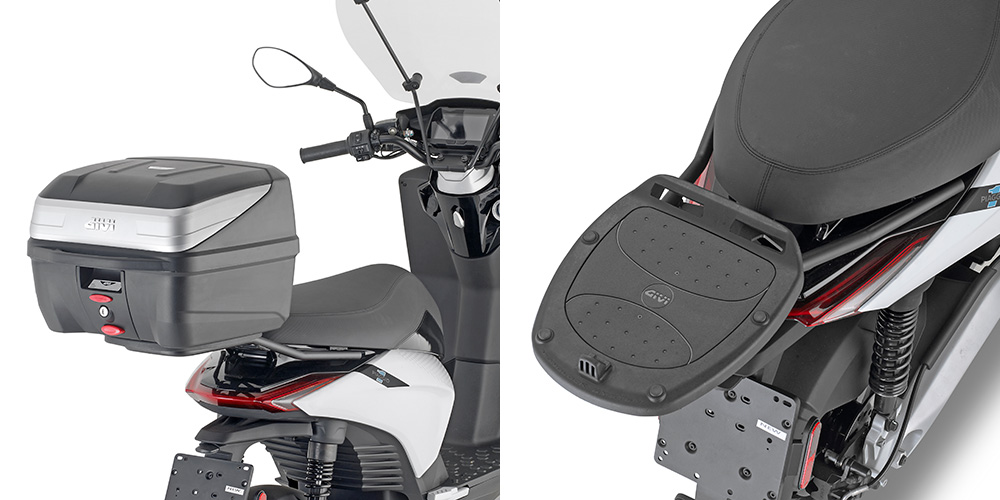 GIVI SR5618 — produkt lub ilustracja montażu; motocykl i dodatkowe wyposażenie sprzedawane osobno