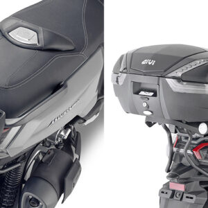 GIVI SR7065 – STELAŻ KUFRA CENTRALNEGO (BEZ PŁYTY) - SYM Maxsym 400 (21 > 22) — ilustracja montażu, motocykl i pozostałe wyposażenie nie są częścią produktu