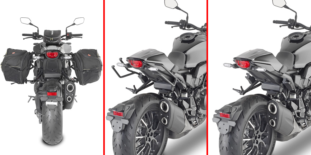 GIVI TR1165 – STELAŻ SAKW BOCZNYCH SERII REMOVE-X - HONDA CB 1000 R (18 > 22) — ilustracja montażu, motocykl i pozostałe wyposażenie nie są częścią produktu