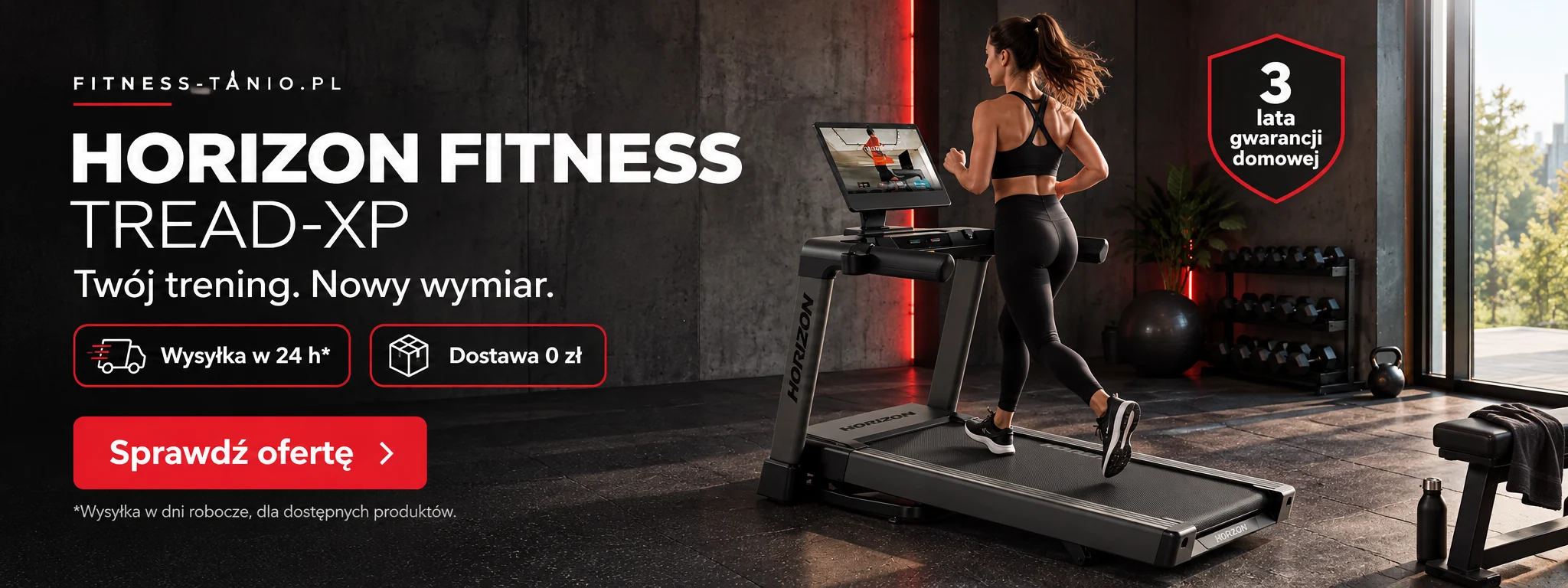 Horizon TREAD-XP — trening na sprzęcie; wysyłka w 24 h w dni robocze, dostawa 0 zł; 3 lata gwarancji domowej